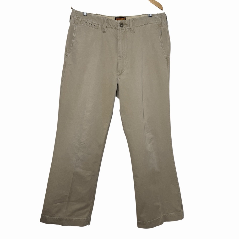VTG‎ Abercrombie Fitch Officers Chino Pants Mens 34x31 Khaki Y2K Preppy Casual
